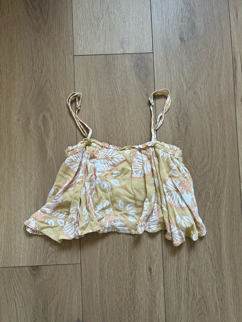 Cotton Candy Yellow Floral Spaghetti-Strap One-Piece
